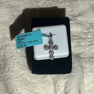 Silver Moissanite Cross Pendant comes with 16” sterling silver chain